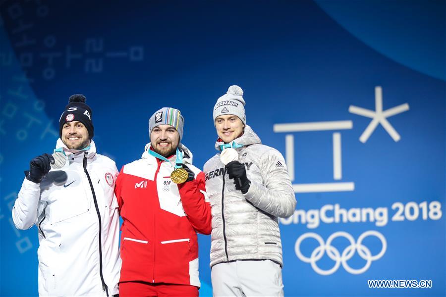 (SP)OLY-SOUTH KOREA-PYEONGCHANG-LUGE-MEN'S SINGLES-MEDAL CEREMONY