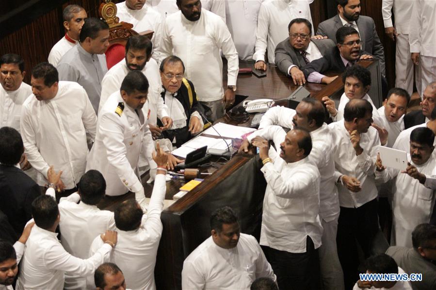 SRI LANKA-COLOMBO-PARLIAMENT-CHAOS