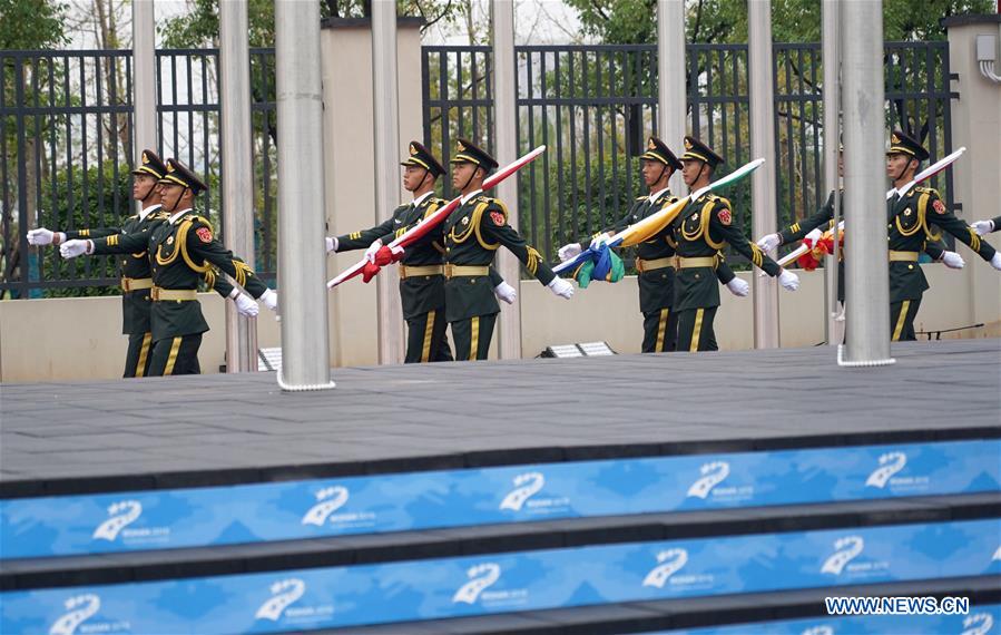 (SP)CHINA-WUHAN-7TH MILITARY WORLD GAMES-FLAG-RAISING CEREMONY