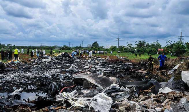 Rescuers work at plane crash site in Havana, Cuba