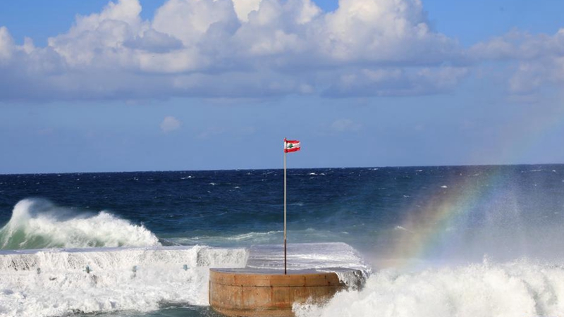 High-rising waves hit coast of Beirut, Lebanon