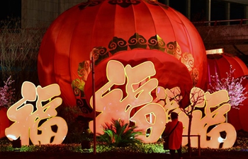 Streets decorated with red lanterns in Zhengzhou, C China's Henan