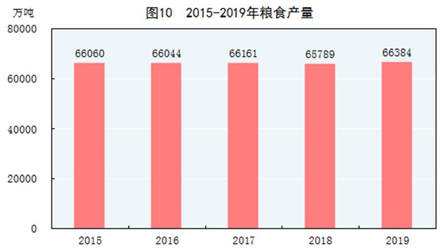 （圖表）［2019年統(tǒng)計(jì)公報(bào)］圖10 2015-2019年糧食產(chǎn)量