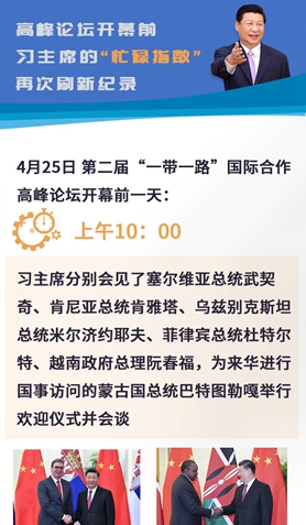 高峰論壇開幕前，習(xí)主席的“忙碌指數(shù)”再次刷新紀(jì)錄